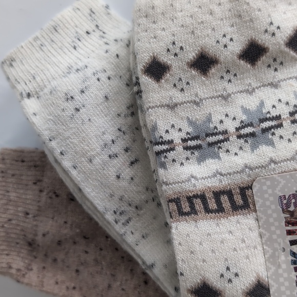 Muk Luks Womens 3-Pair Boot Socks Brown And Tan New Wool Blend 6-11 - Picture 4 of 4